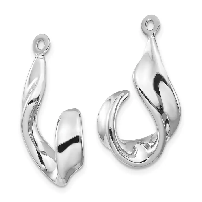 Goldia Earrings 14k White Gold Twisted J Earring Jackets