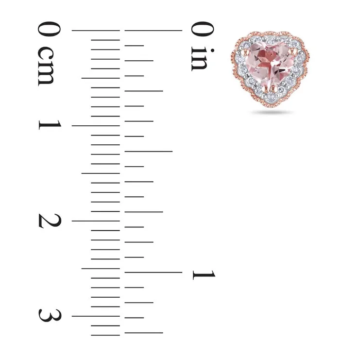 Goldia Earrings 50mm HeartShaped Morganite and 01 CT TW Diamond Frame Stud Earrings in 10K Rose Gold Goldia Earrings 50mm HeartShaped Morganite and 01 CT TW Diamond Frame Stud Earrings in 10K Rose Gold