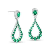 Goldia Earrings PearShaped LabCreated Emerald and White Sapphire Frame Teardrop Earrings in Sterling Silver Goldia Earrings PearShaped LabCreated Emerald and White Sapphire Frame Teardrop Earrings in Sterling Silver
