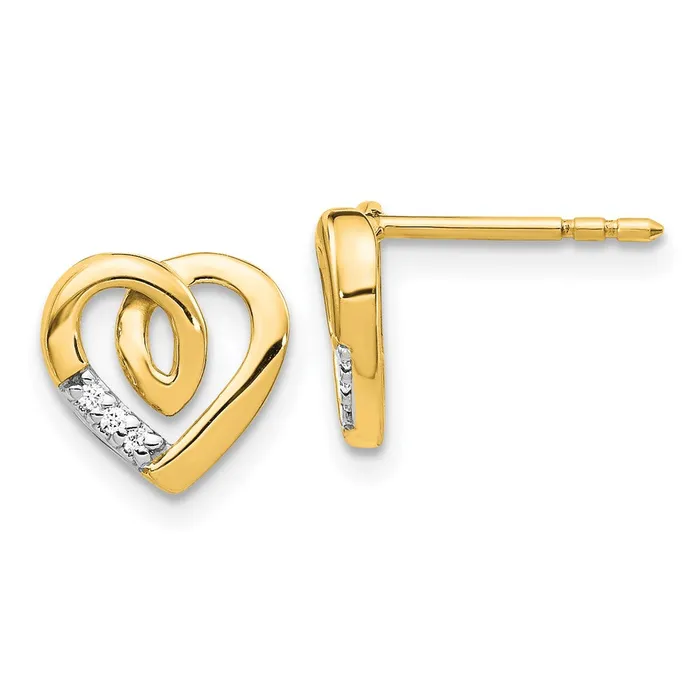 Goldia Earrings Solid 14k Yellow Gold Simulated CZ Heart Post Earrings