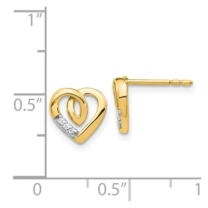 Goldia Earrings Solid 14k Yellow Gold Simulated CZ Heart Post Earrings
