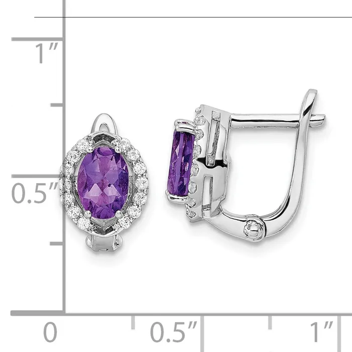 Goldia Earrings SS Rhodplated 202AmethystWhiteTopaz Oval Hinged Earrings