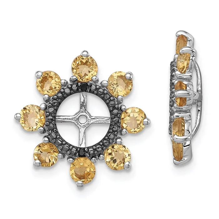 Goldia Earrings Sterling Silver Rhodium Citrine u0026 Black Sapphire Earring Jacket Goldia Earrings Sterling Silver Rhodium Citrine u0026 Black Sapphire Earring Jacket