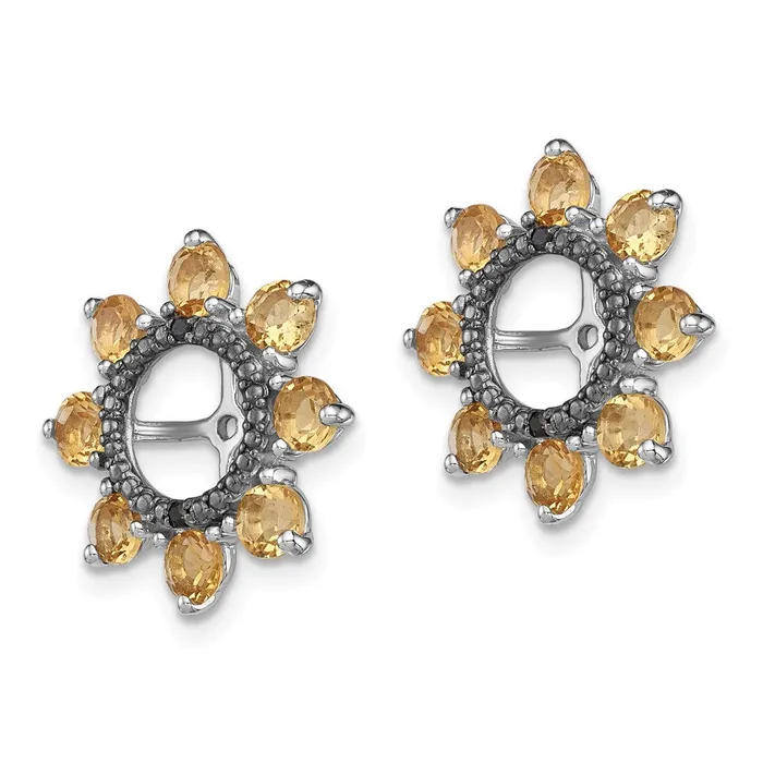 Goldia Earrings Sterling Silver Rhodium Citrine u0026 Black Sapphire Earring Jacket