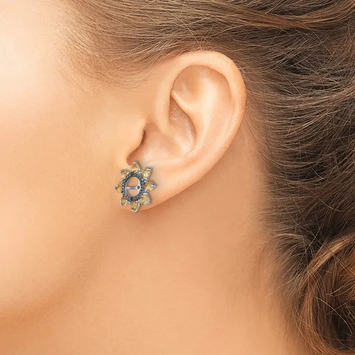 Goldia Earrings Sterling Silver Rhodium Citrine u0026 Black Sapphire Earring Jacket