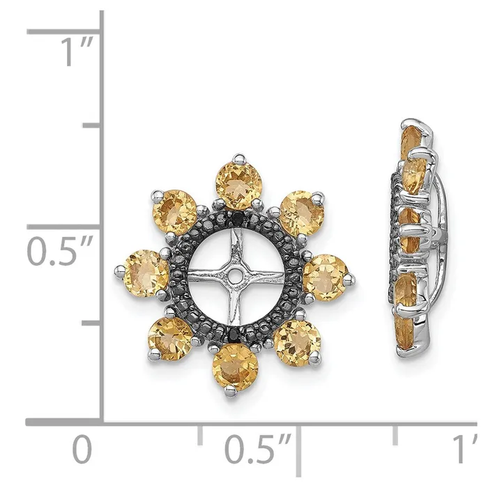Goldia Earrings Sterling Silver Rhodium Citrine u0026 Black Sapphire Earring Jacket