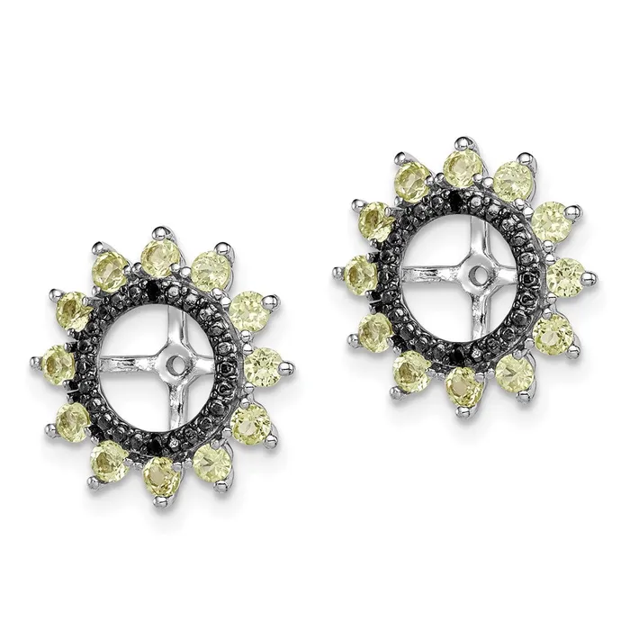 Goldia Earrings Sterling Silver Rhodium Peridot u0026 Black Sapphire Earring Jacket