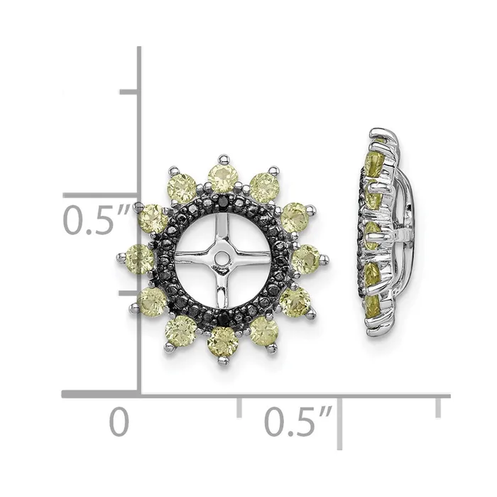 Goldia Earrings Sterling Silver Rhodium Peridot u0026 Black Sapphire Earring Jacket