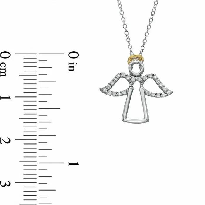 Goldia Natural Diamond Accent Angel Pendant in Sterling Silver and 14K Gold Plate Necklaces Goldia Natural Diamond Accent Angel Pendant in Sterling Silver and 14K Gold Plate Necklaces