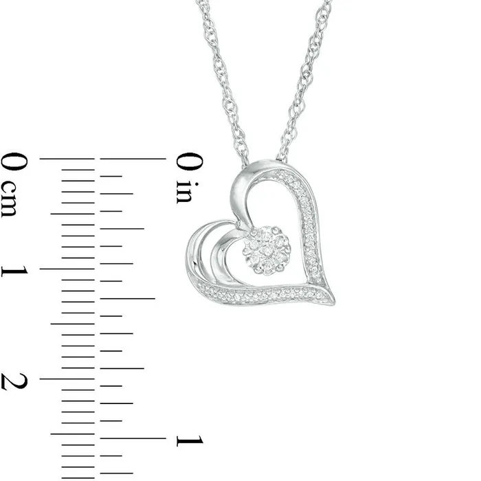 Goldia Necklaces 007 CT TW Natural Diamond Flower and Heart Outline Pendant in 10K White Gold Goldia Necklaces 007 CT TW Natural Diamond Flower and Heart Outline Pendant in 10K White Gold