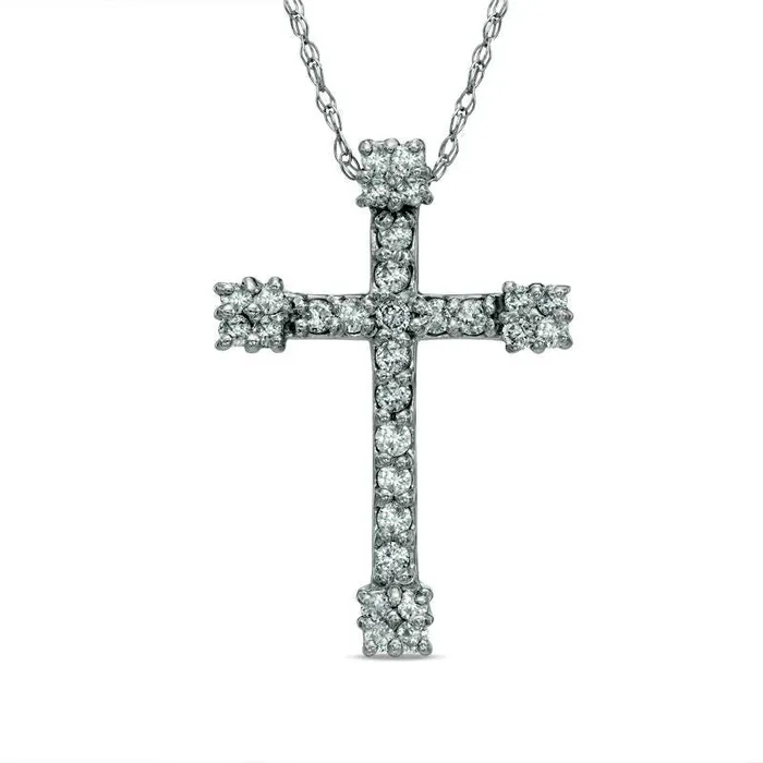Goldia Necklaces 033 CT TW Natural Diamond Cross Pendant in 10K White Gold Goldia Necklaces 033 CT TW Natural Diamond Cross Pendant in 10K White Gold