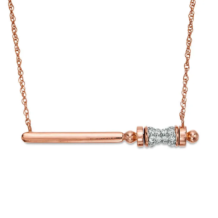Goldia Necklaces 033 CT TW Natural Diamond Scroll Bar Necklace in 10K Rose Gold Goldia Necklaces 033 CT TW Natural Diamond Scroll Bar Necklace in 10K Rose Gold