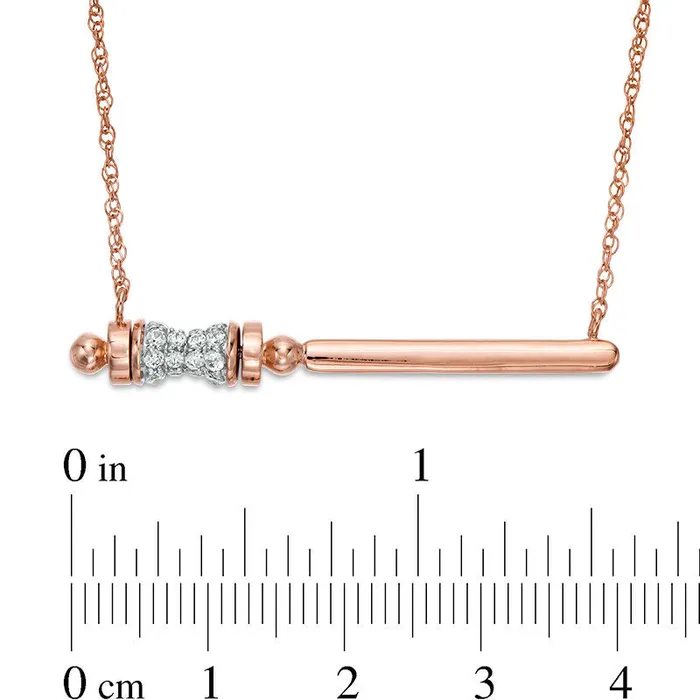 Goldia Necklaces 033 CT TW Natural Diamond Scroll Bar Necklace in 10K Rose Gold Goldia Necklaces 033 CT TW Natural Diamond Scroll Bar Necklace in 10K Rose Gold