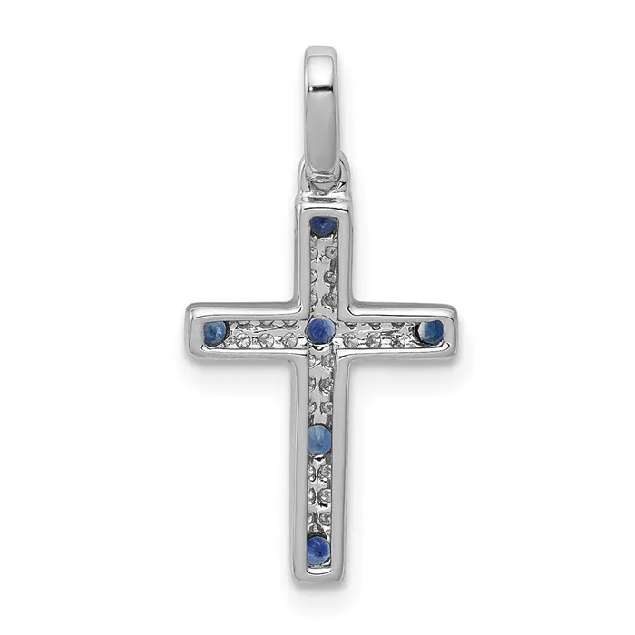 Goldia Necklaces 14k White Gold 115ct Real Diamond and Sapphire Cross Pendant