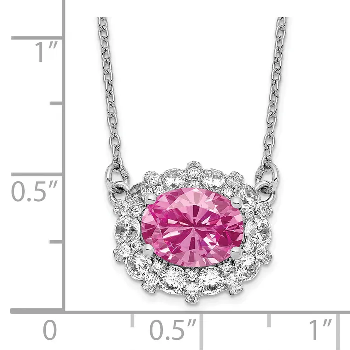 Goldia Necklaces 14k White Gold 1 Ct Lab Grown Diamond VSSI G Created Pink Sapphire 18 inch Necklace