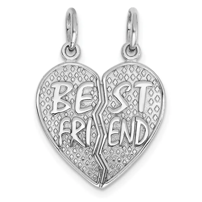 Goldia Necklaces 14k White Gold Polished BEST FRIEND Heart Pendant