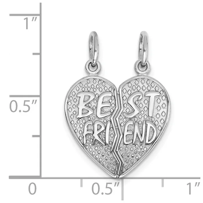 Goldia Necklaces 14k White Gold Polished BEST FRIEND Heart Pendant