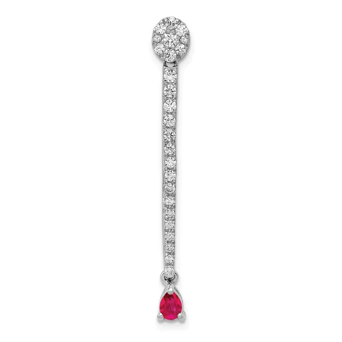 Goldia Necklaces 14k White Gold Real Diamond u0026 18 Ruby Fancy Teardrop Chain Slide