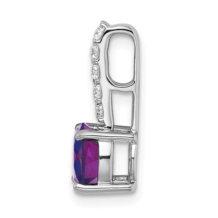 Goldia Necklaces 14k White Gold Round Amethyst and Real Diamond Pendant