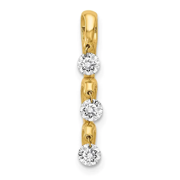 Goldia Necklaces 14K Yellow Gold 13ct Real Diamond 3stone Slide Pendant