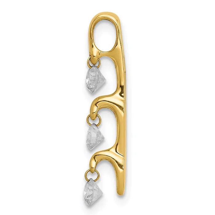 Goldia Necklaces 14K Yellow Gold 13ct Real Diamond 3stone Slide Pendant