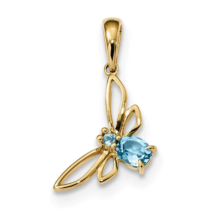 Goldia Necklaces 14K Yellow Gold Swiss Blue Topaz Butterfly Pendant