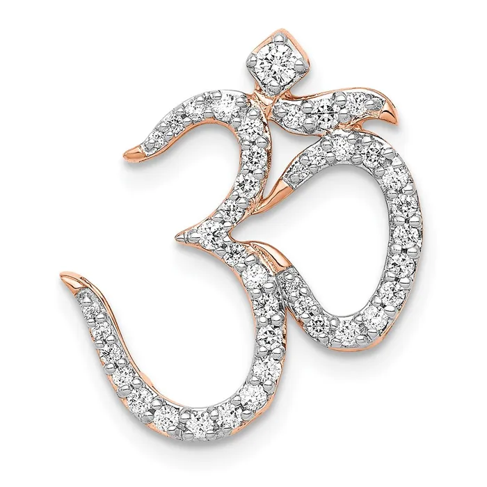 Goldia Necklaces Solid 14k Rose Gold 13ct Simulated CZ Om Chain Slide