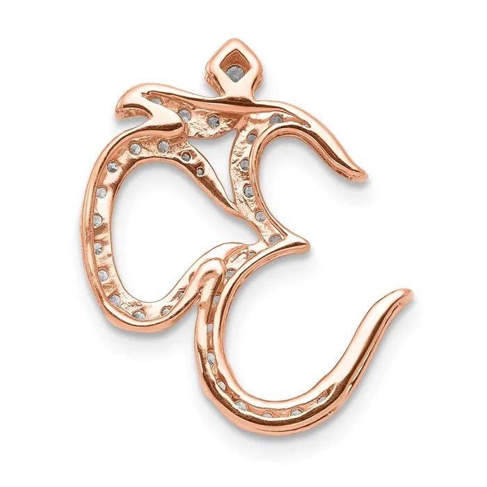 Goldia Necklaces Solid 14k Rose Gold 13ct Simulated CZ Om Chain Slide