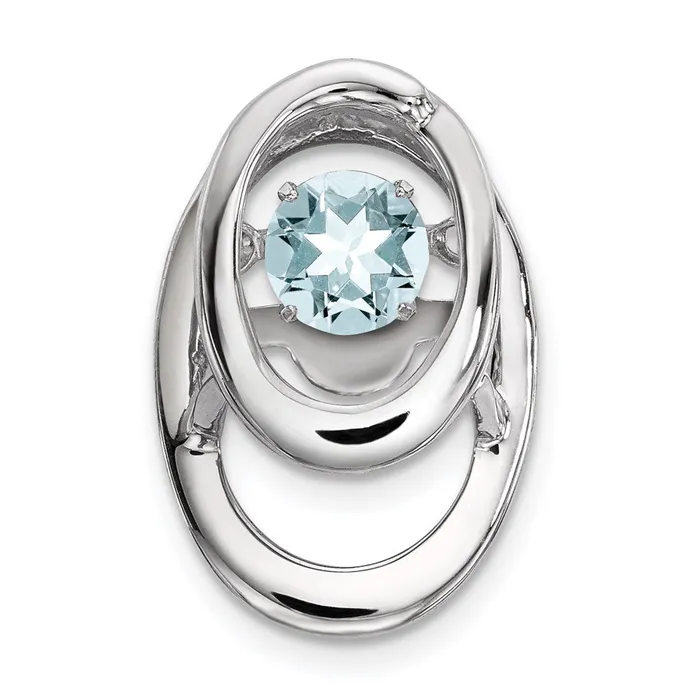 Goldia Necklaces Sterling Silver Rhodium Aquamarine Birthstone Vibrant Chain Slide