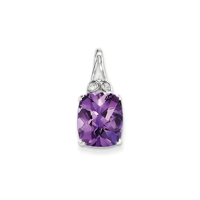 Goldia Necklaces Sterling Silver with Amethyst and White Topaz Rectangular Pendant