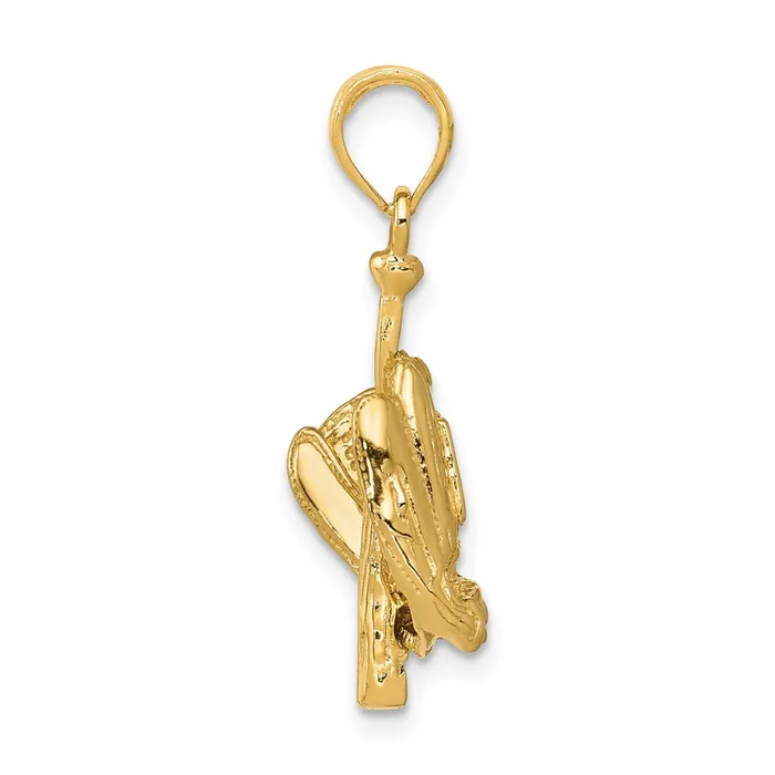 Goldia PreStyled Sets 14k Yellow Gold Polished 3D GloveBatBaseball Pendant