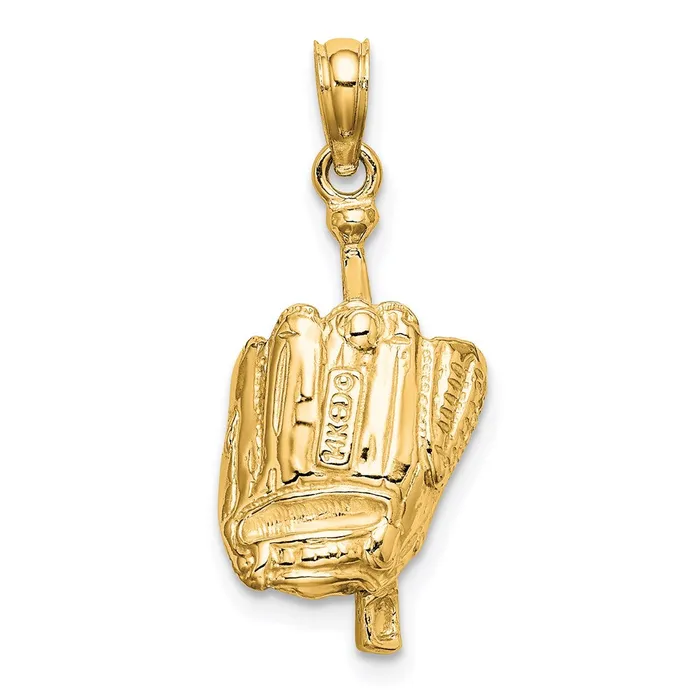 Goldia PreStyled Sets 14k Yellow Gold Polished 3D GloveBatBaseball Pendant