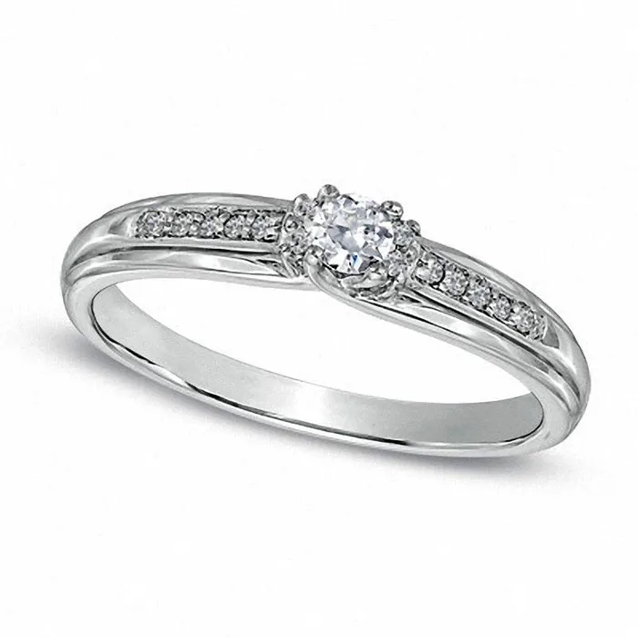 Goldia Rings 013 CT TW Natural Diamond Promise Ring in Sterling Silver