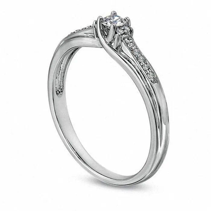 Goldia Rings 013 CT TW Natural Diamond Promise Ring in Sterling Silver Goldia Rings 013 CT TW Natural Diamond Promise Ring in Sterling Silver