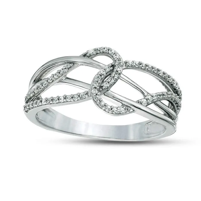 Goldia Rings 017 CT TW Natural Diamond Layered Crossover Looped Ring in Solid 10K White Gold Goldia Rings 017 CT TW Natural Diamond Layered Crossover Looped Ring in Solid 10K White Gold