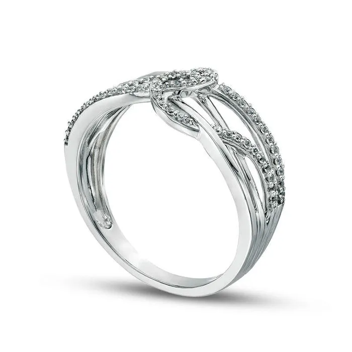 Goldia Rings 017 CT TW Natural Diamond Layered Crossover Looped Ring in Solid 10K White Gold Goldia Rings 017 CT TW Natural Diamond Layered Crossover Looped Ring in Solid 10K White Gold