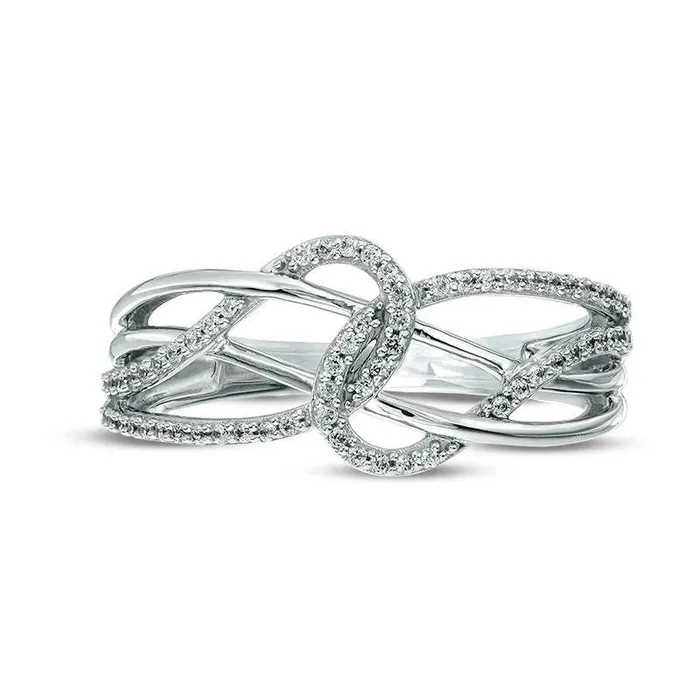 Goldia Rings 017 CT TW Natural Diamond Layered Crossover Looped Ring in Solid 10K White Gold Goldia Rings 017 CT TW Natural Diamond Layered Crossover Looped Ring in Solid 10K White Gold