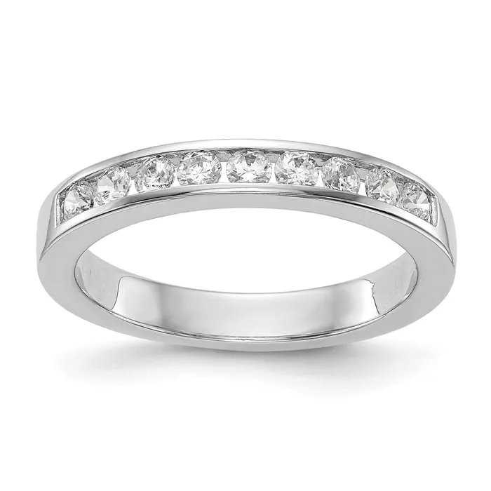 Goldia Rings 017ct CZ Solid Real 14K White Gold Wedding Wedding Band Ring Goldia Rings 017ct CZ Solid Real 14K White Gold Wedding Wedding Band Ring