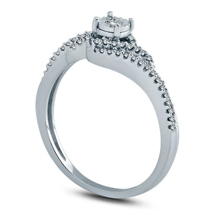 Goldia Rings 020 CT TW Natural Diamond Bypass Promise Ring in Solid 10K White Gold Goldia Rings 020 CT TW Natural Diamond Bypass Promise Ring in Solid 10K White Gold