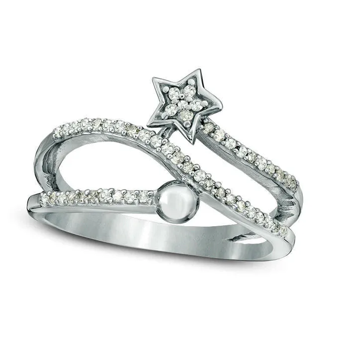 Goldia Rings 025 CT TW Natural Diamond Star and Ball Wrap Ring in Sterling Silver Goldia Rings 025 CT TW Natural Diamond Star and Ball Wrap Ring in Sterling Silver