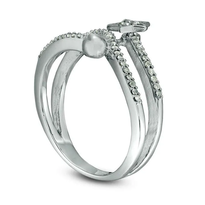 Goldia Rings 025 CT TW Natural Diamond Star and Ball Wrap Ring in Sterling Silver Goldia Rings 025 CT TW Natural Diamond Star and Ball Wrap Ring in Sterling Silver