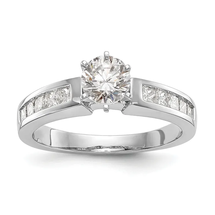 Goldia Rings 040ct CZ Solid Real 14K White Gold Peg Set Engagement Ring