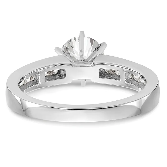 Goldia Rings 040ct CZ Solid Real 14K White Gold Peg Set Engagement Ring