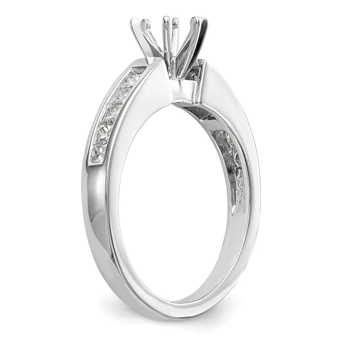 Goldia Rings 040ct CZ Solid Real 14K White Gold Peg Set Engagement Ring