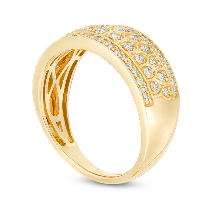 Goldia Rings 050 CT TW Certified Natural Diamond Antique VintageStyle MultiRow Ring in Solid 14K Gold II1 Goldia Rings 050 CT TW Certified Natural Diamond Antique VintageStyle MultiRow Ring in Solid 14K Gold II1