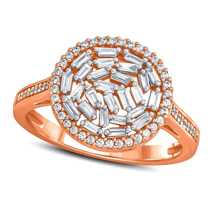 Goldia Rings 050 CT TW Composite Baguette Natural Diamond Frame Ring in Solid 10K Rose Gold Goldia Rings 050 CT TW Composite Baguette Natural Diamond Frame Ring in Solid 10K Rose Gold