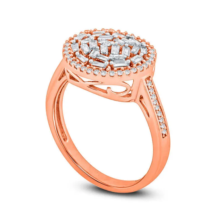 Goldia Rings 050 CT TW Composite Baguette Natural Diamond Frame Ring in Solid 10K Rose Gold Goldia Rings 050 CT TW Composite Baguette Natural Diamond Frame Ring in Solid 10K Rose Gold