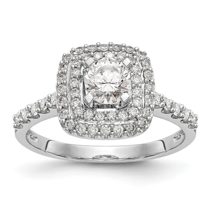 Goldia Rings 050ct CZ Solid Real 14K White Gold Double Cushion HaloEngagement Ring Goldia Rings 050ct CZ Solid Real 14K White Gold Double Cushion HaloEngagement Ring
