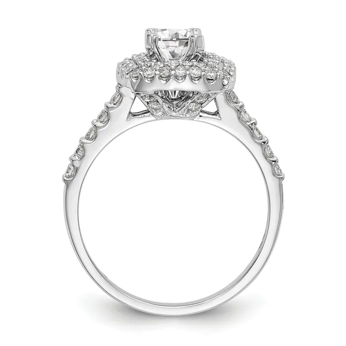 Goldia Rings 050ct CZ Solid Real 14K White Gold Double Cushion HaloEngagement Ring