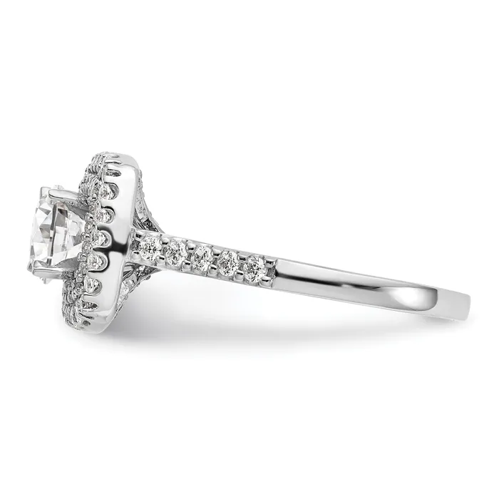 Goldia Rings 050ct CZ Solid Real 14K White Gold Double Cushion HaloEngagement Ring
